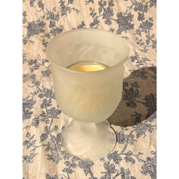 Vintage Avon Flowerfrost Collection Water Goblet and Candelette - Picture 1 of 5